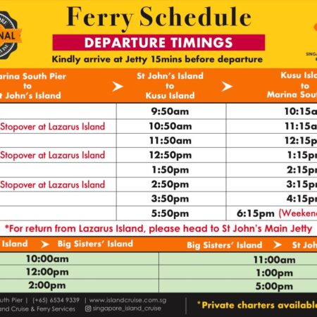 Round Trip Ferry Tickets (Ferry to Lazarus, St. John’s and Kusu Island)